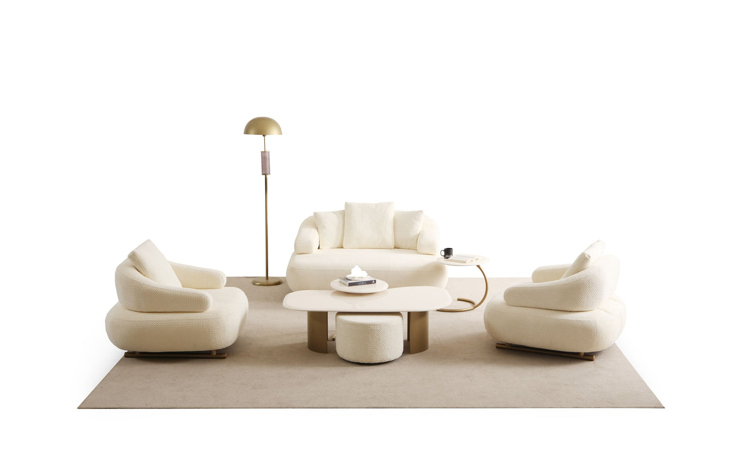 Sitzgruppe/Sofa Set - Wohnzimmergarnitur "Amaryllis" 2+1+1 -Beige - Nobelaa