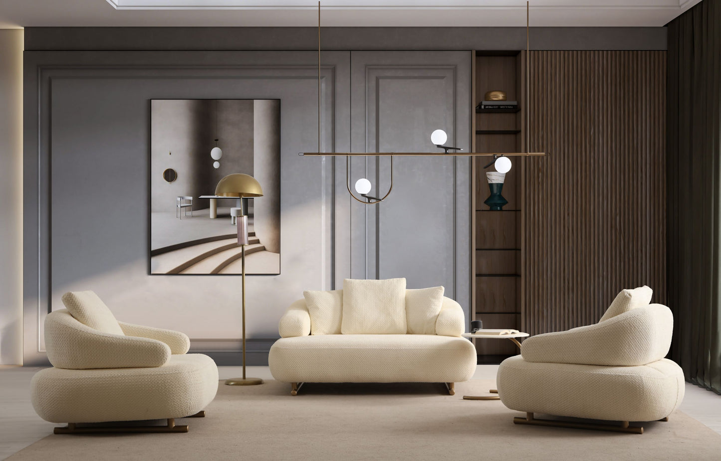 Sitzgruppe/Sofa Set - Wohnzimmergarnitur "Amaryllis" 2+1+1 -Beige - Nobelaa