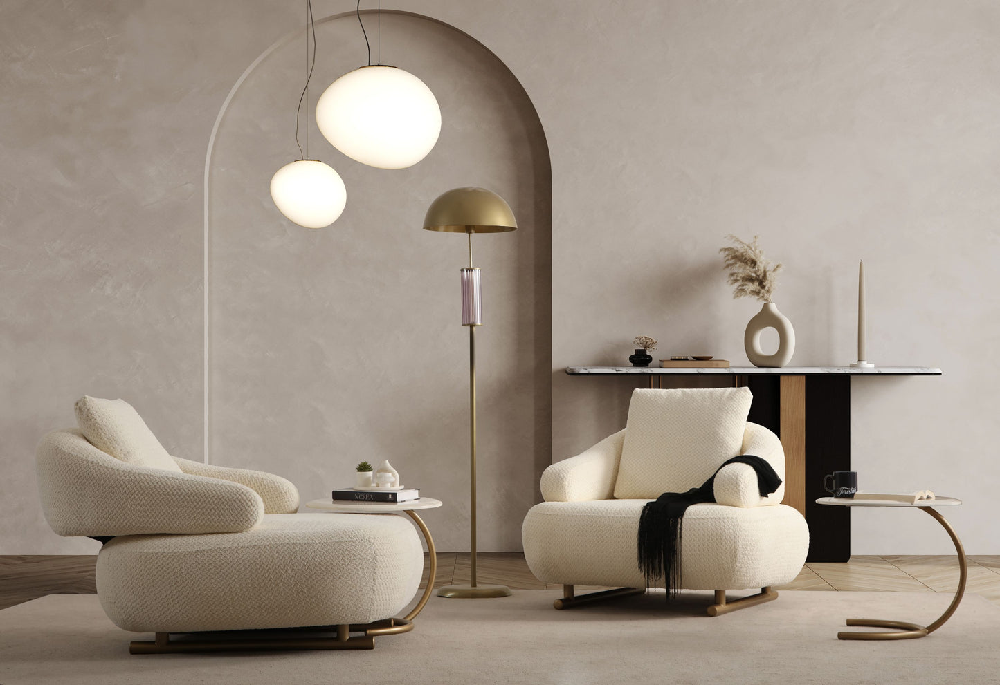 Sitzgruppe/Sofa Set - Wohnzimmergarnitur "Amaryllis" 2+1+1 -Beige - Nobelaa
