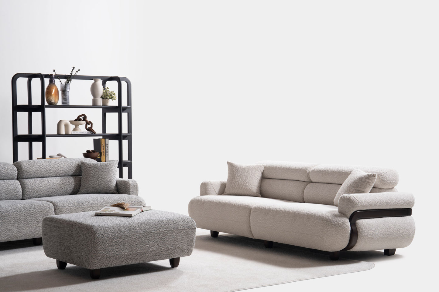 Ecksofa "Anther" + 3er-Sofa + Sessel + Hocker