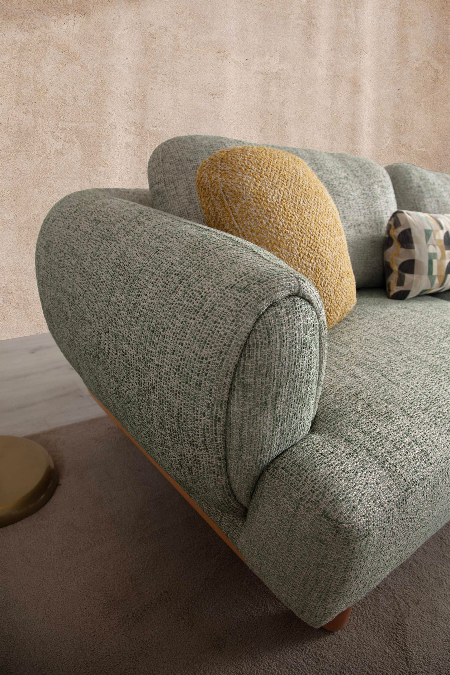 Sitzgruppe/Sofa Set - Wohnzimmergarnitur "Azalea" - Mintgrün/Beige/Gelb - Nobelaa