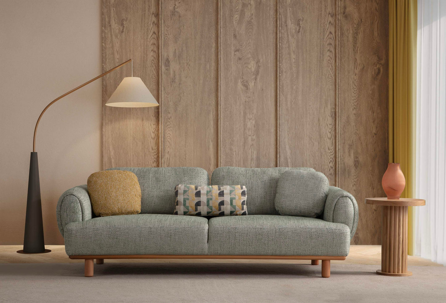 Sitzgruppe/Sofa Set - Wohnzimmergarnitur "Azalea" - Mintgrün/Beige/Gelb - Nobelaa