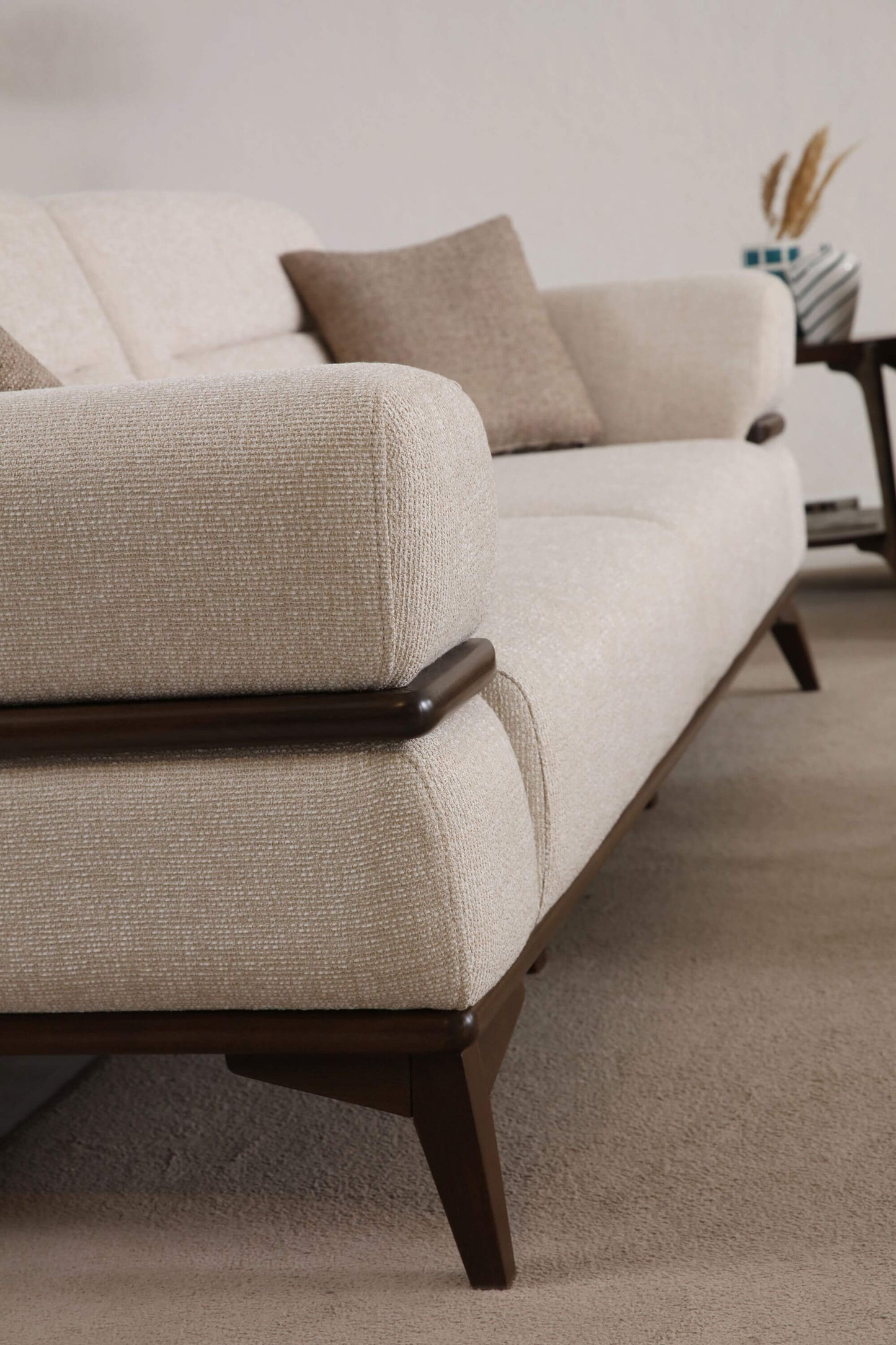 Sitzgruppe/Sofa Set - Wohnzimmergarnitur "Bayleaf" 3+3+1- Hellbraun/Beige- Nobelaa