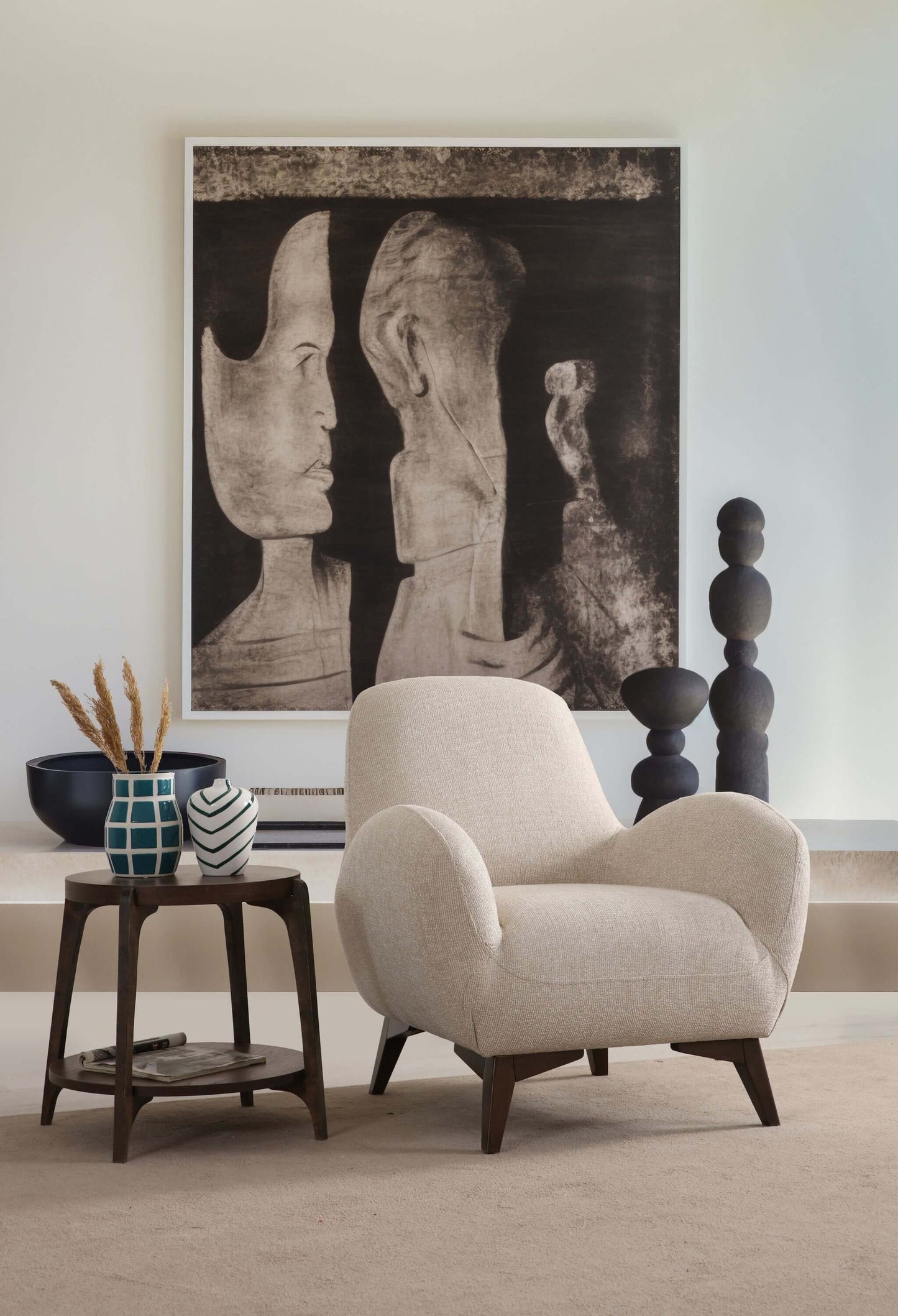 Sitzgruppe/Sofa Set - Wohnzimmergarnitur "Bayleaf" 3+3+1- Hellbraun/Beige- Nobelaa