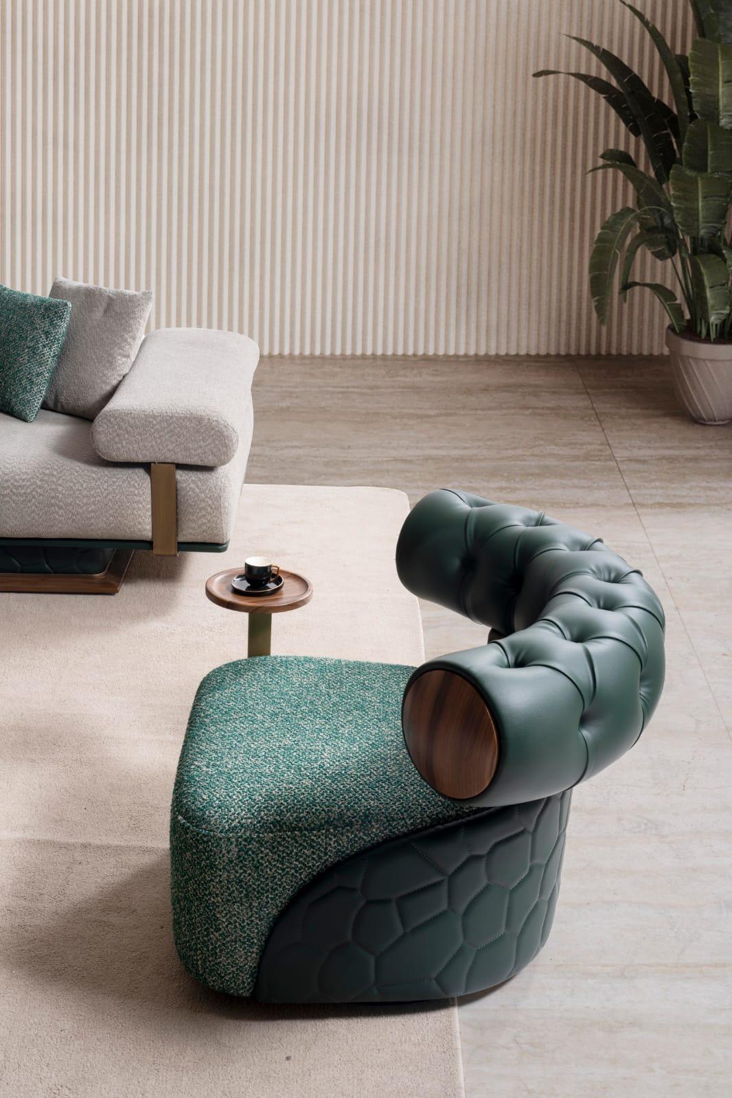 Sitzgruppe/Sofa Set - Wohnzimmergarnitur "Bergamot" 3+3+1+1 - Grau/Grün - Nobelaa