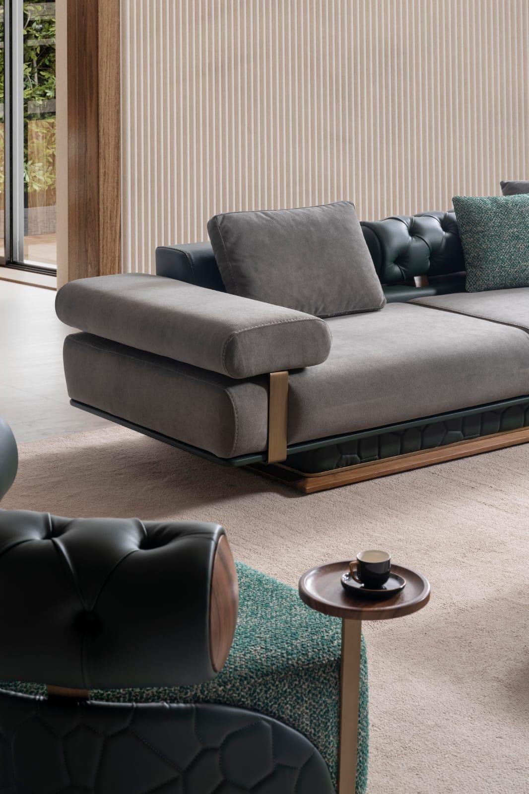 Sitzgruppe/Sofa Set - Wohnzimmergarnitur "Bergamot" 3+3+1+1 - Grau/Grün - Nobelaa