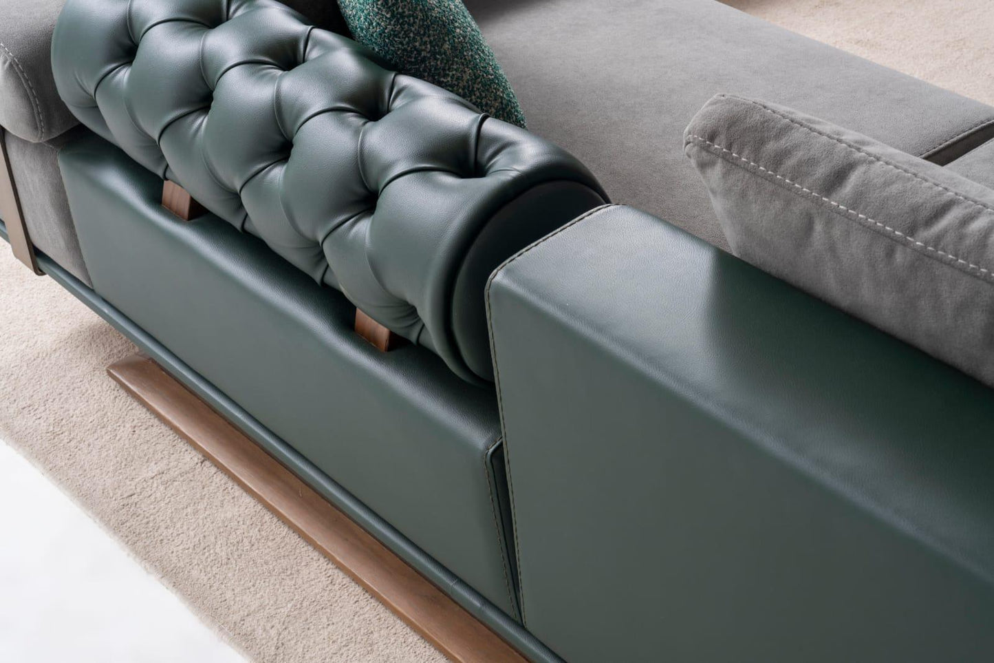 Sitzgruppe/Sofa Set - Wohnzimmergarnitur "Bergamot" 3+3+1+1 - Grau/Grün - Nobelaa