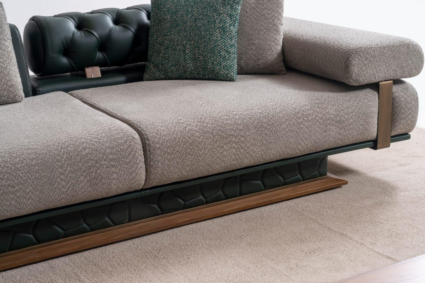 Sitzgruppe/Sofa Set - Wohnzimmergarnitur "Bergamot" 3+3+1+1 - Grau/Grün - Nobelaa