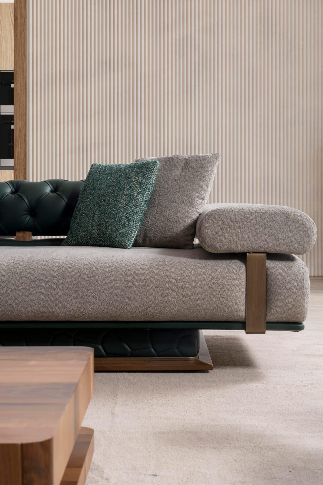 Sitzgruppe/Sofa Set - Wohnzimmergarnitur "Bergamot" 3+3+1+1 - Grau/Grün - Nobelaa