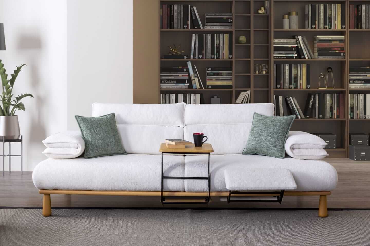 Sitzgruppe/Sofa Set - Wohnzimmergarnitur "Bleuet" 3+3+1+1 - Weiß/Grau - Nobelaa
