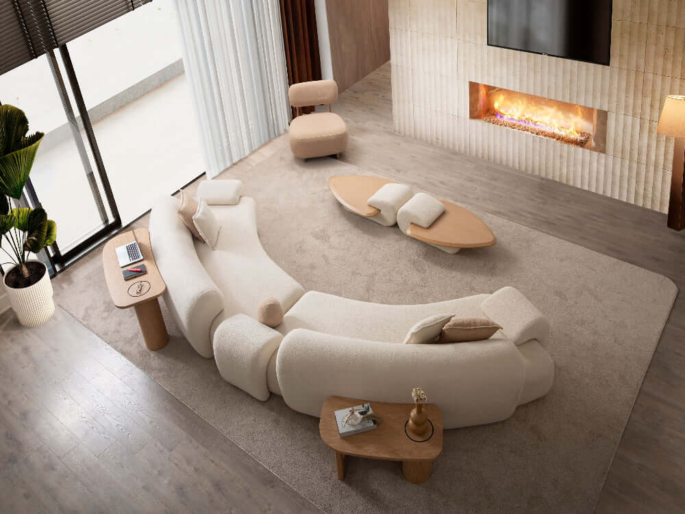 Ecksofa "Bluebelline" + Sessel - Beige - Nobelaa
