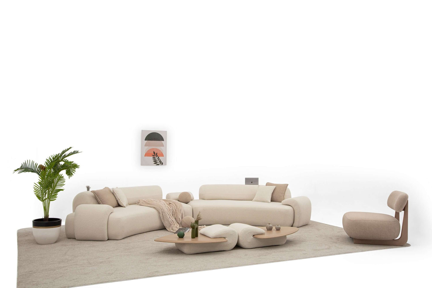 Ecksofa "Bluebelline" + Sessel - Beige - Nobelaa