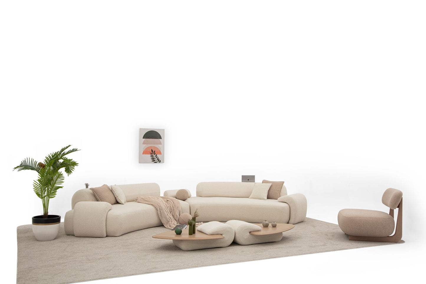 Ecksofa "Bluebelline" + Sessel - Beige - Nobelaa