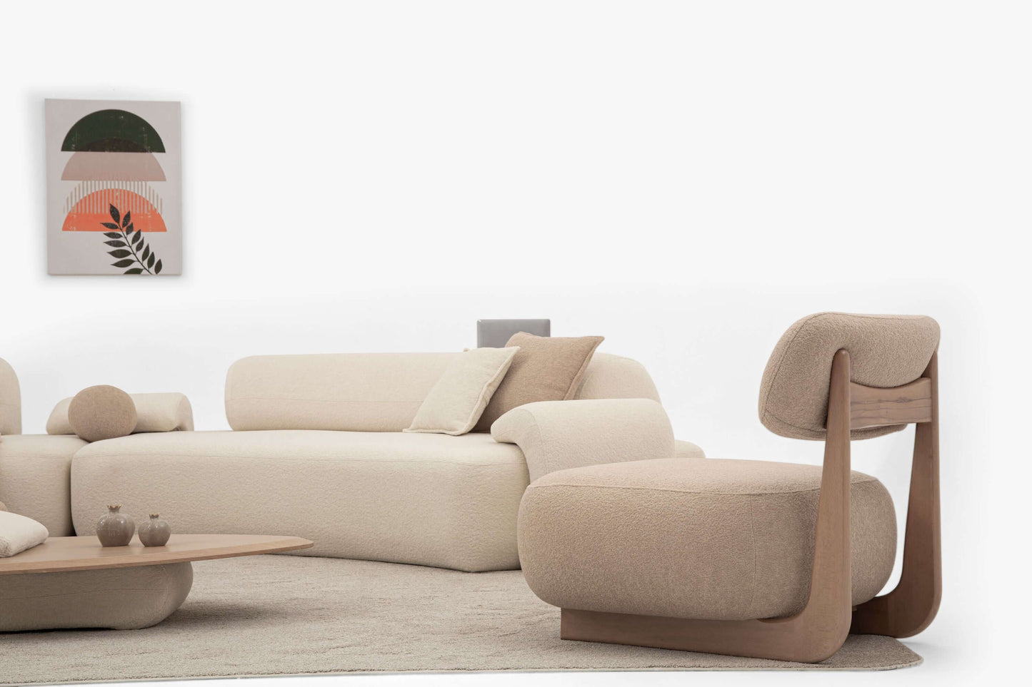 Ecksofa "Bluebelline" + Sessel - Beige - Nobelaa