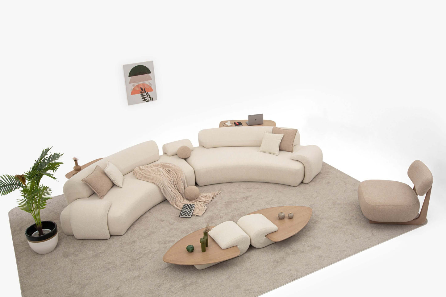 Ecksofa "Bluebelline" + Sessel - Beige - Nobelaa