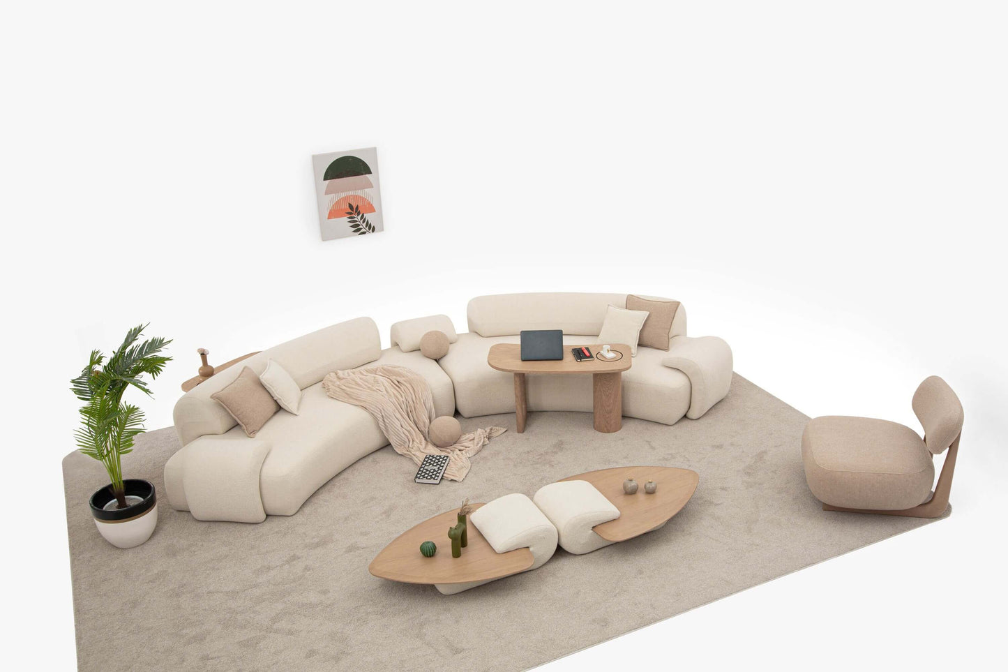 Ecksofa "Bluebelline" + Sessel - Beige - Nobelaa