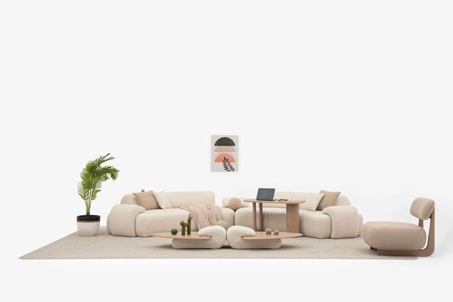 Ecksofa "Bluebelline" + Sessel - Beige - Nobelaa
