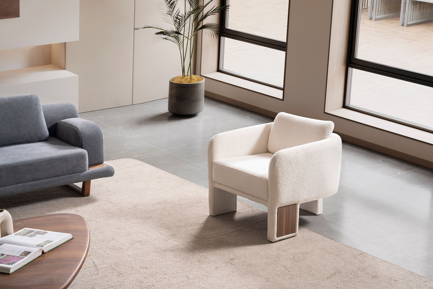 Sitzgruppe/Sofa Set - Wohnzimmergarnitur "Buttercup" - Weiß/Grau- Nobelaa