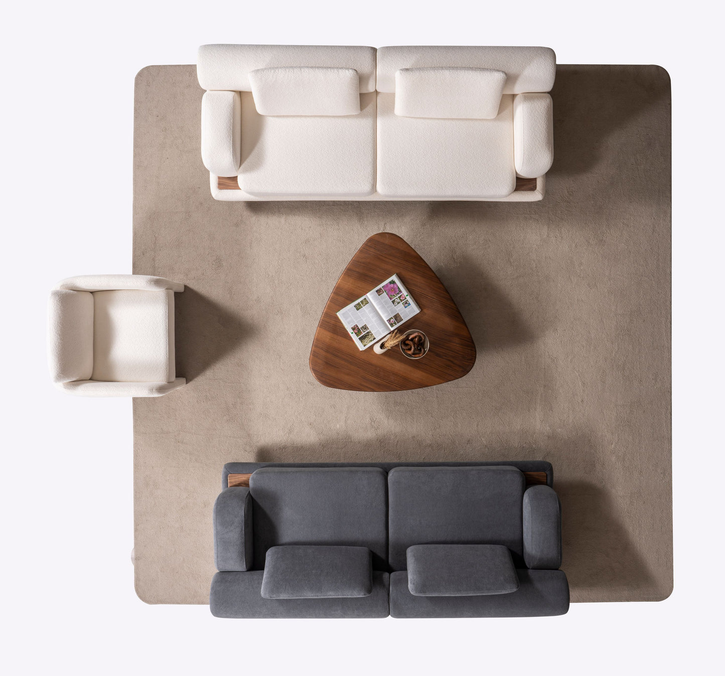 Sitzgruppe/Sofa Set - Wohnzimmergarnitur "Buttercup" - Weiß/Grau- Nobelaa