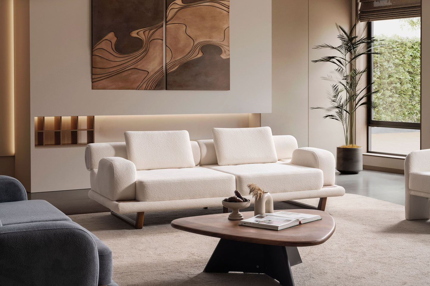 Sitzgruppe/Sofa Set - Wohnzimmergarnitur "Buttercup" - Weiß/Grau- Nobelaa