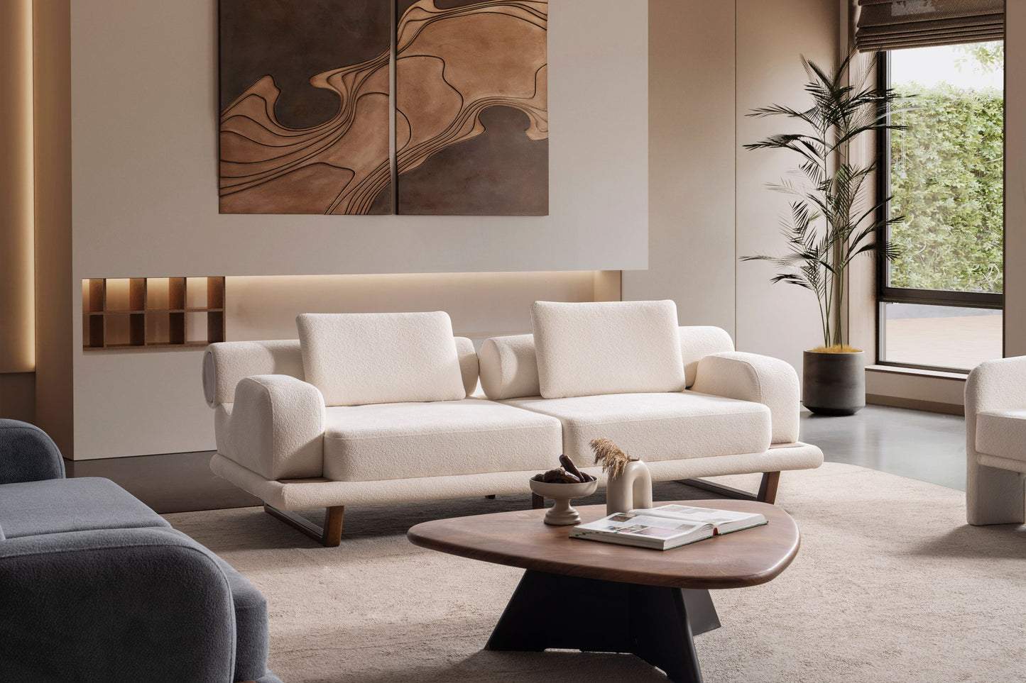 Sitzgruppe/Sofa Set - Wohnzimmergarnitur "Buttercup" - Weiß/Grau- Nobelaa