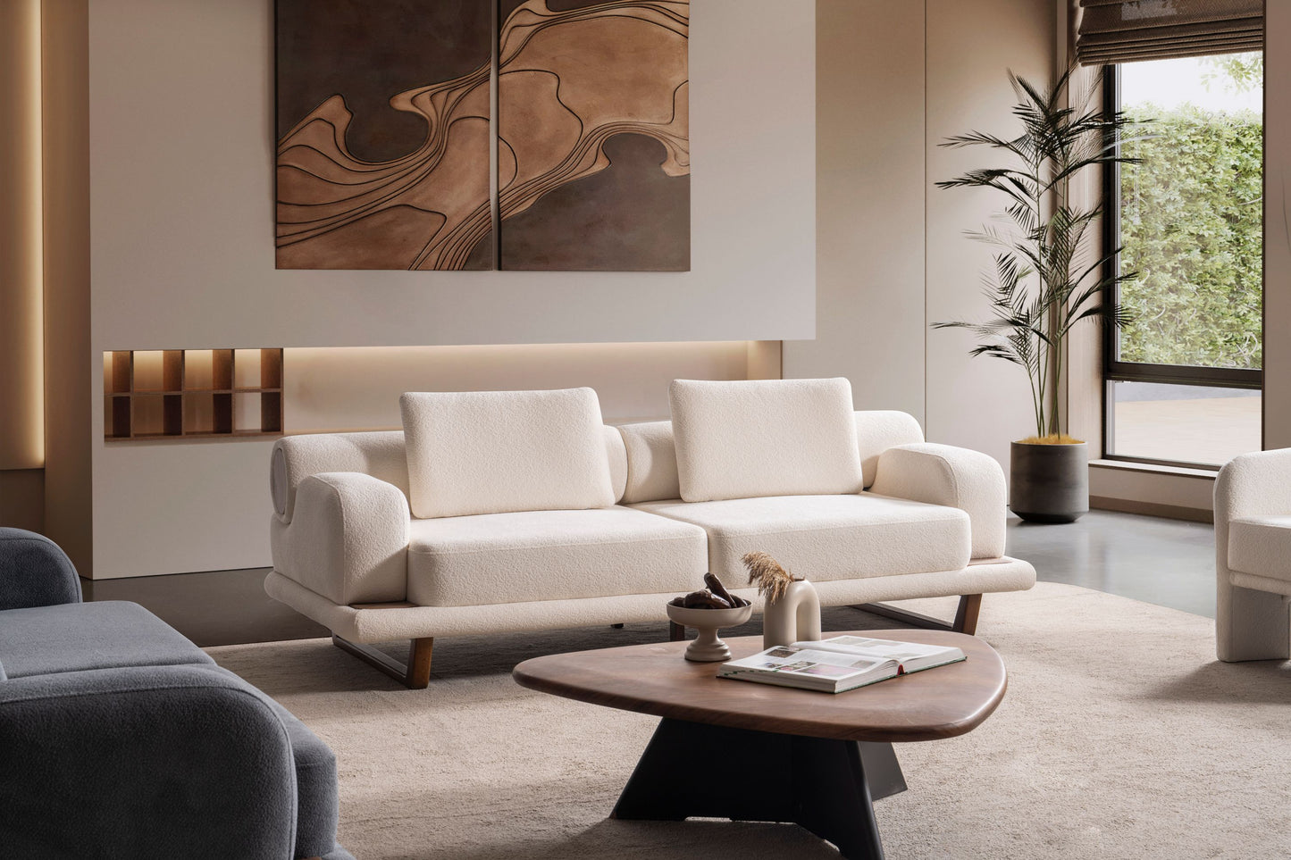 Sitzgruppe/Sofa Set - Wohnzimmergarnitur "Buttercup" - Weiß/Grau- Nobelaa
