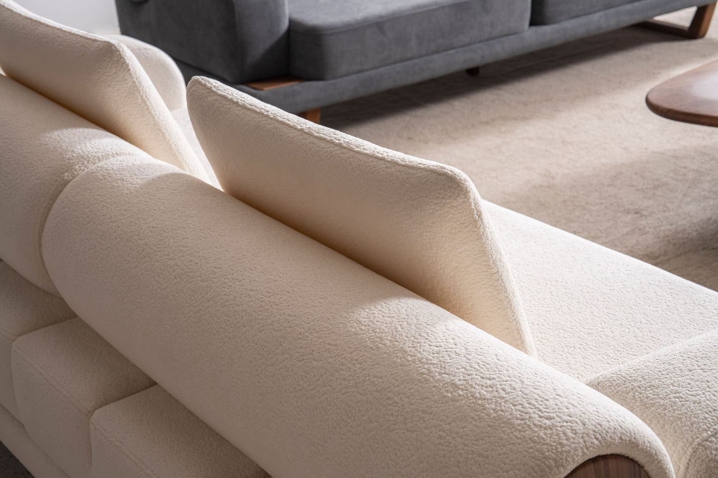 Sitzgruppe/Sofa Set - Wohnzimmergarnitur "Buttercup" - Weiß/Grau- Nobelaa