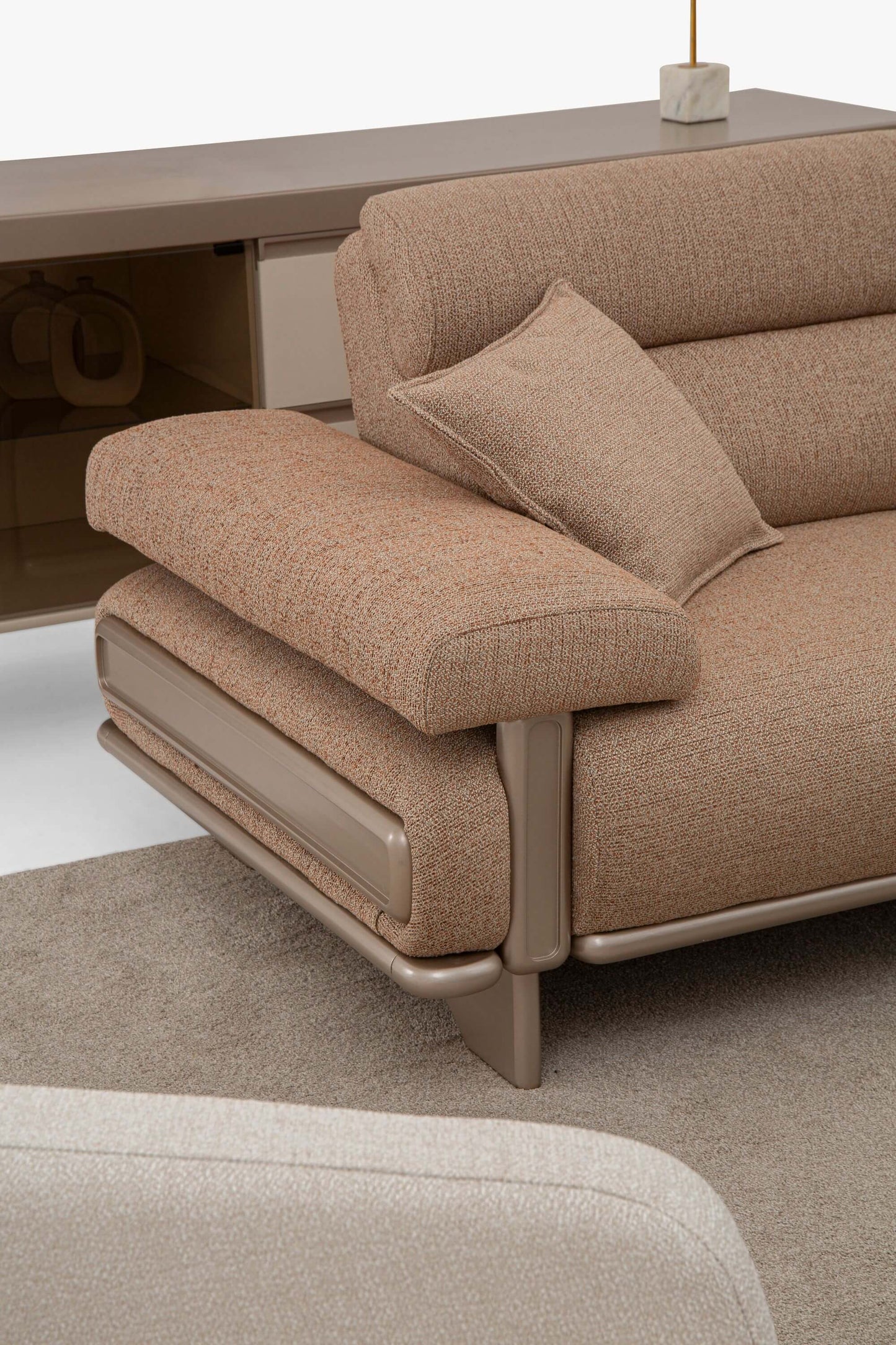 Sitzgruppe/Sofa Set - Wohnzimmergarnitur "Cassiope" 3+3+1+1 - Beige/Braun - Nobelaa