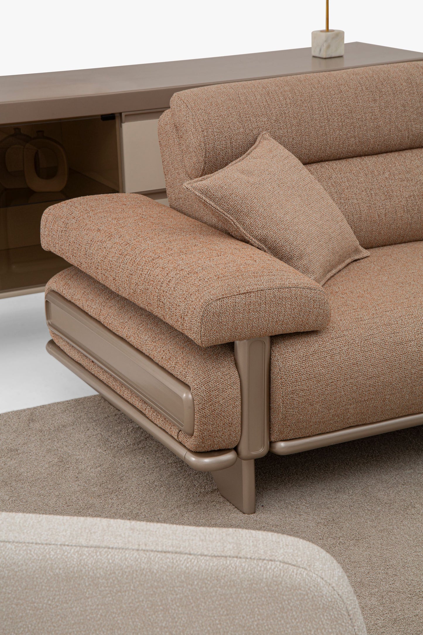 Sitzgruppe/Sofa Set - Wohnzimmergarnitur "Cassiope" 3+3+1+1 - Beige/Braun - Nobelaa