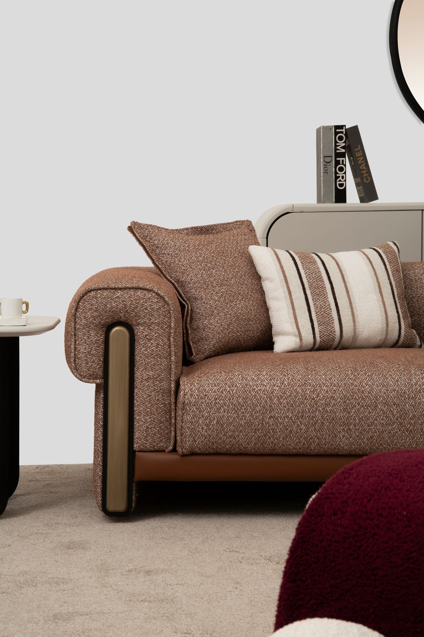 Sitzgruppe/Sofa Set - Wohnzimmergarnitur "Celosia" 3+2+1 - Beige/Braun - Nobelaa