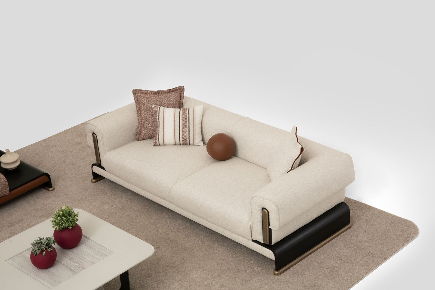 Sitzgruppe/Sofa Set - Wohnzimmergarnitur "Celosia" 3+2+1 - Beige/Braun - Nobelaa