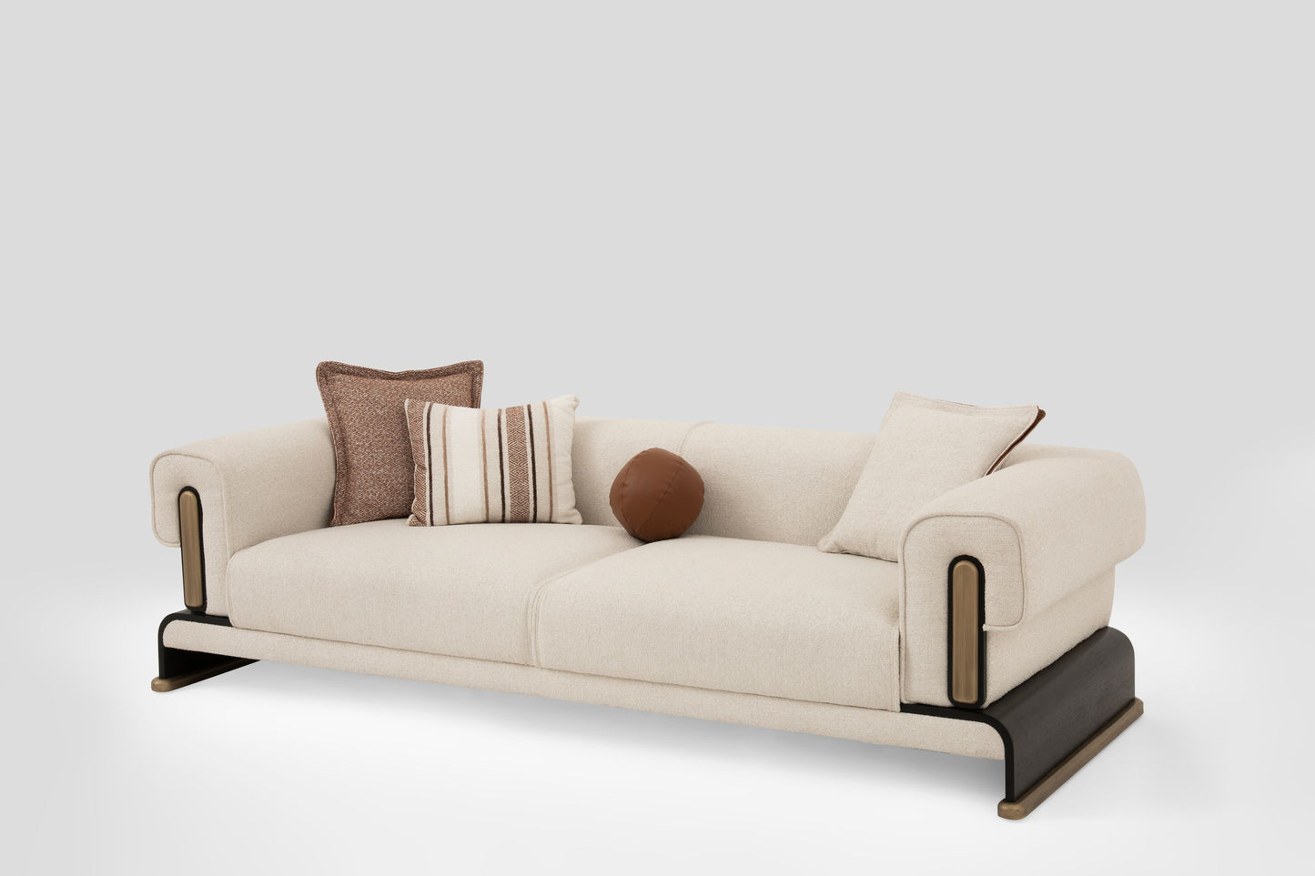 Sitzgruppe/Sofa Set - Wohnzimmergarnitur "Celosia" 3+2+1 - Beige/Braun - Nobelaa