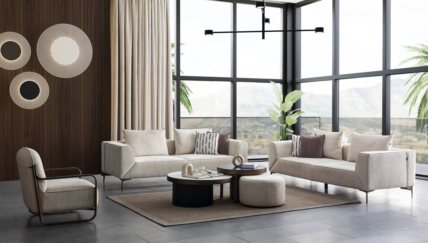 Sitzgruppe/Sofa Set - Wohnzimmergarnitur "Cerise" 3+3+1 - Beige - Nobelaa