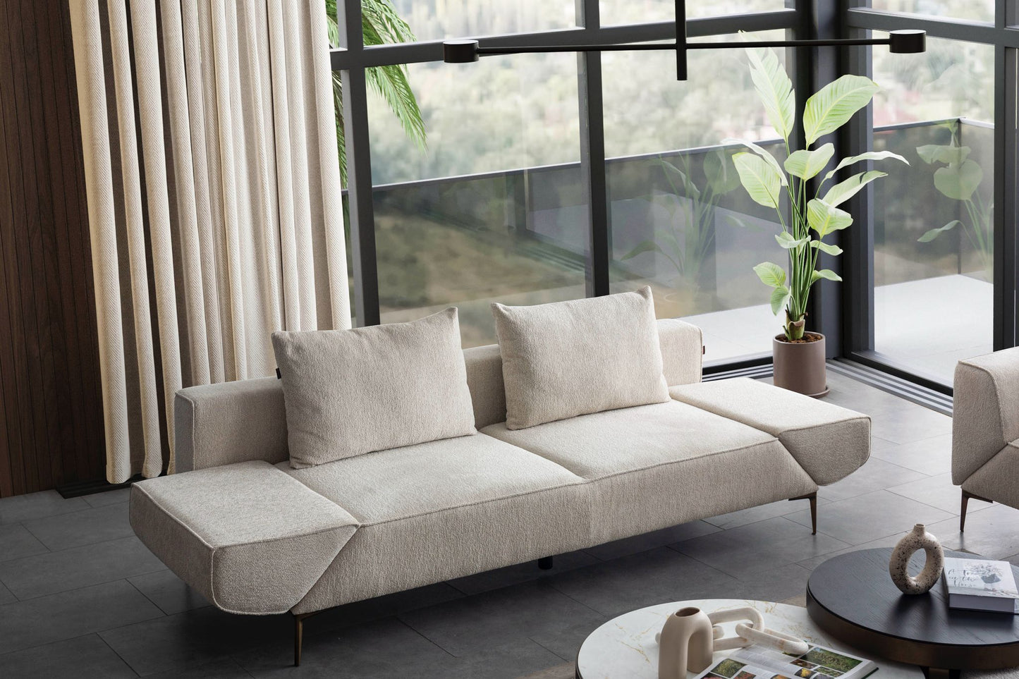 Sitzgruppe/Sofa Set - Wohnzimmergarnitur "Cerise" 3+3+1 - Beige - Nobelaa