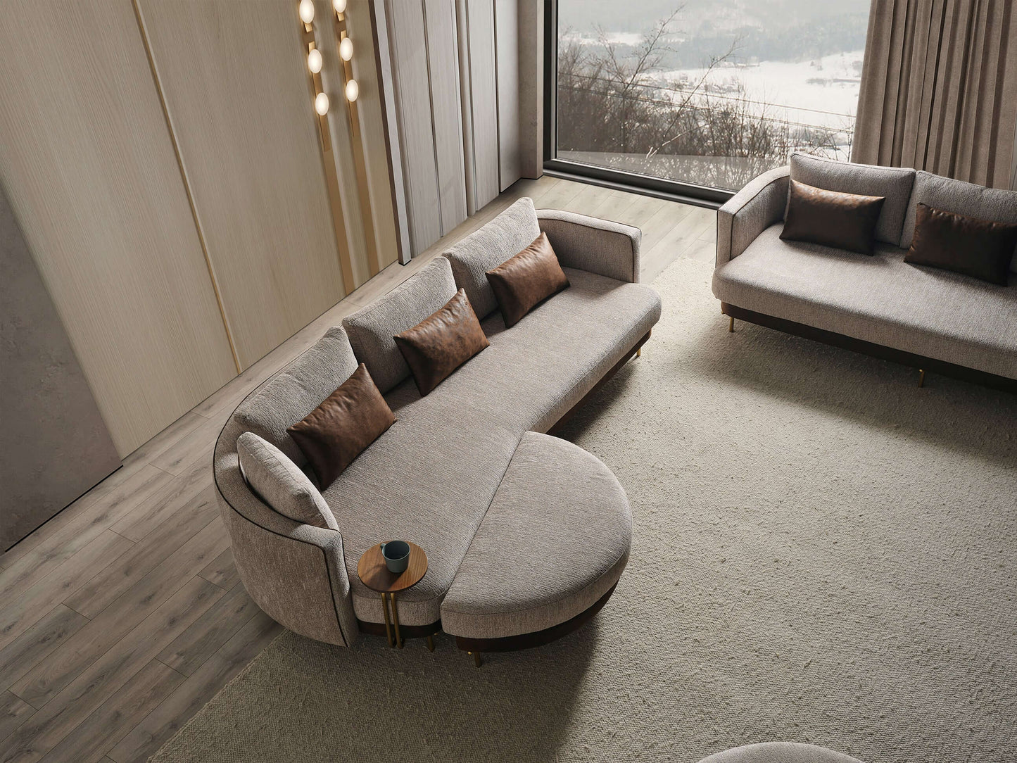 Sitzgruppe/Sofa Set - Wohnzimmergarnitur "Corydalis" 3+2+1 + Hocker - Beige - Nobelaa
