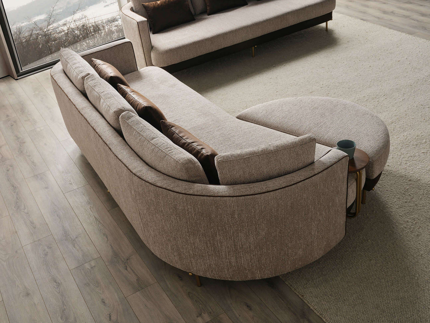 Sitzgruppe/Sofa Set - Wohnzimmergarnitur "Corydalis" 3+2+1 + Hocker - Beige - Nobelaa