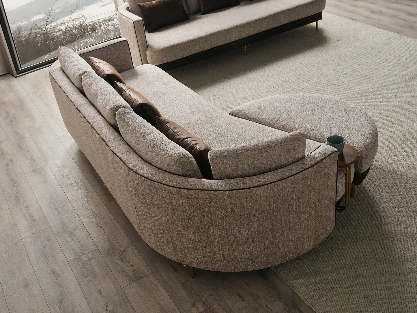 Sitzgruppe/Sofa Set - Wohnzimmergarnitur "Corydalis" 3+2+1 + Hocker - Beige - Nobelaa