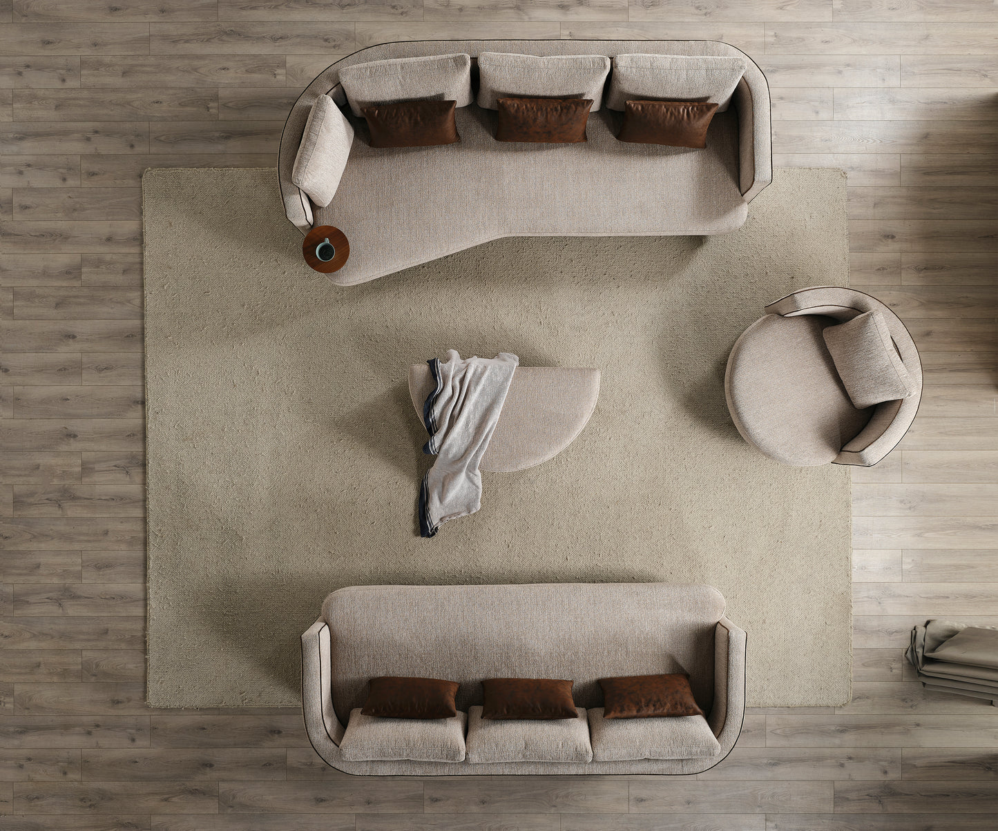 Sitzgruppe/Sofa Set - Wohnzimmergarnitur "Corydalis" 3+2+1 + Hocker - Beige - Nobelaa