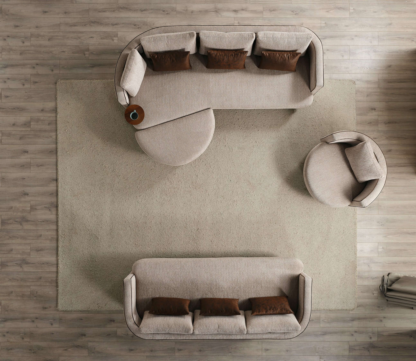 Sitzgruppe/Sofa Set - Wohnzimmergarnitur "Corydalis" 3+2+1 + Hocker - Beige - Nobelaa