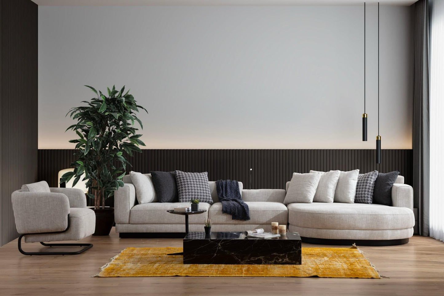 Sitzgruppe/Sofa Set - Wohnzimmergarnitur "Crownelia" - Ecksofa + 3-Sitzer + Sessel - Hellgrau - Nobelaa