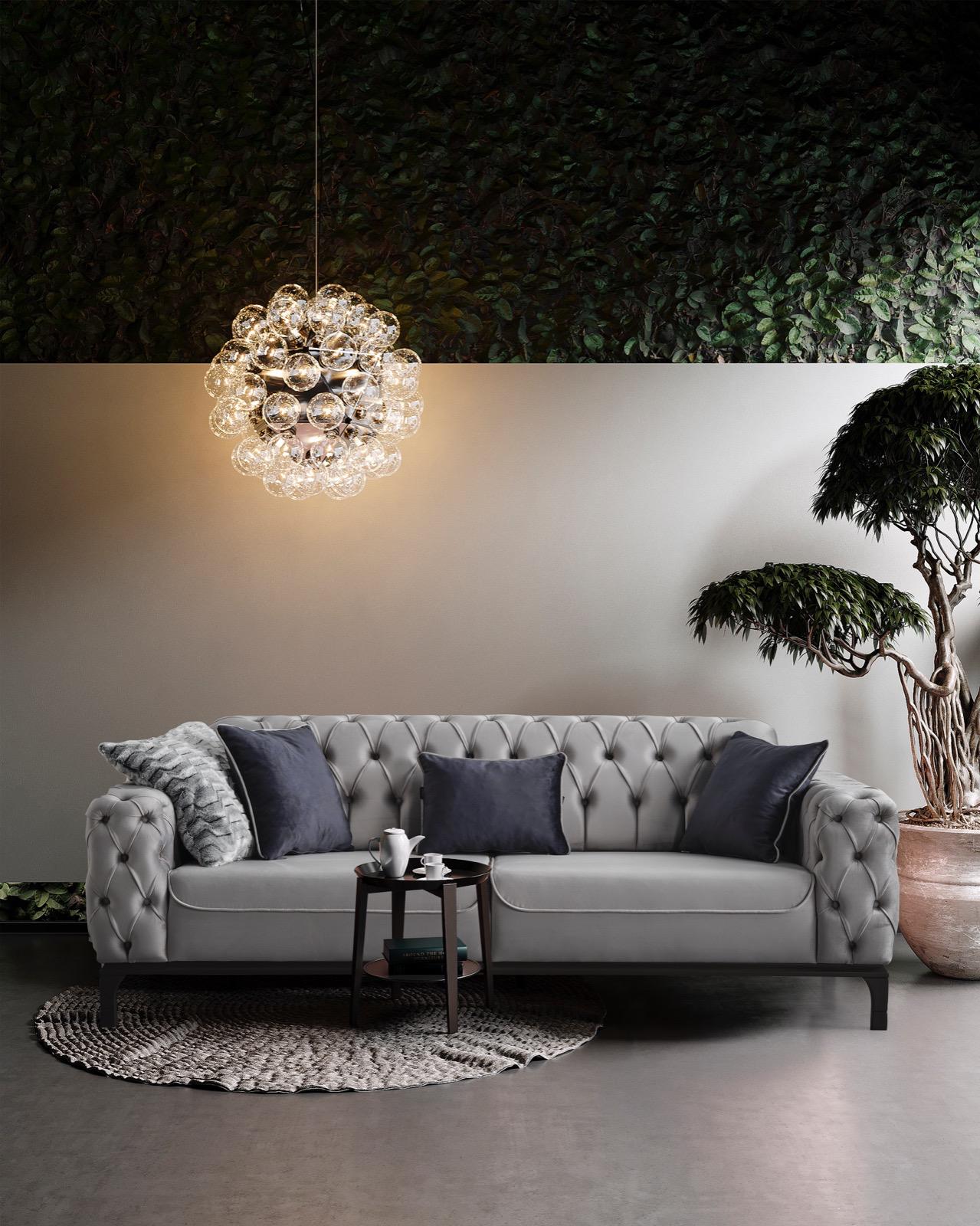 Sitzgruppe/Sofa Set - Wohnzimmergarnitur "Erica" 3+2+1 - Schwarz/Grau - Nobelaa