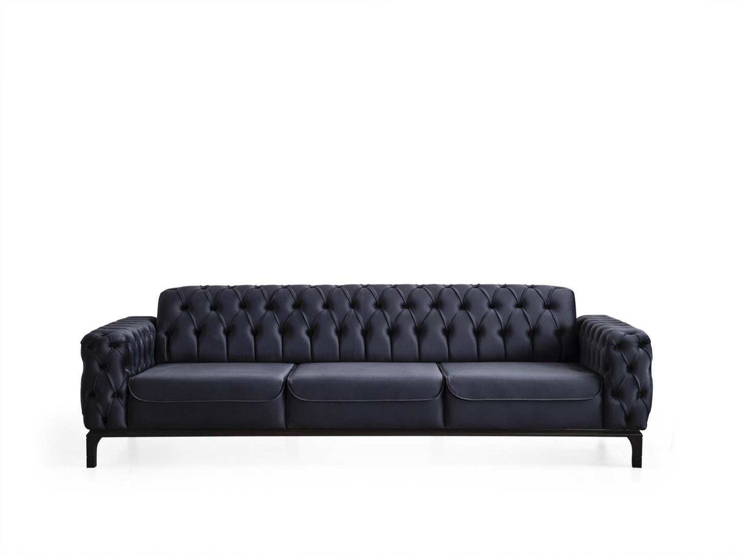 Sitzgruppe/Sofa Set - Wohnzimmergarnitur "Erica" 3+2+1 - Schwarz/Grau - Nobelaa
