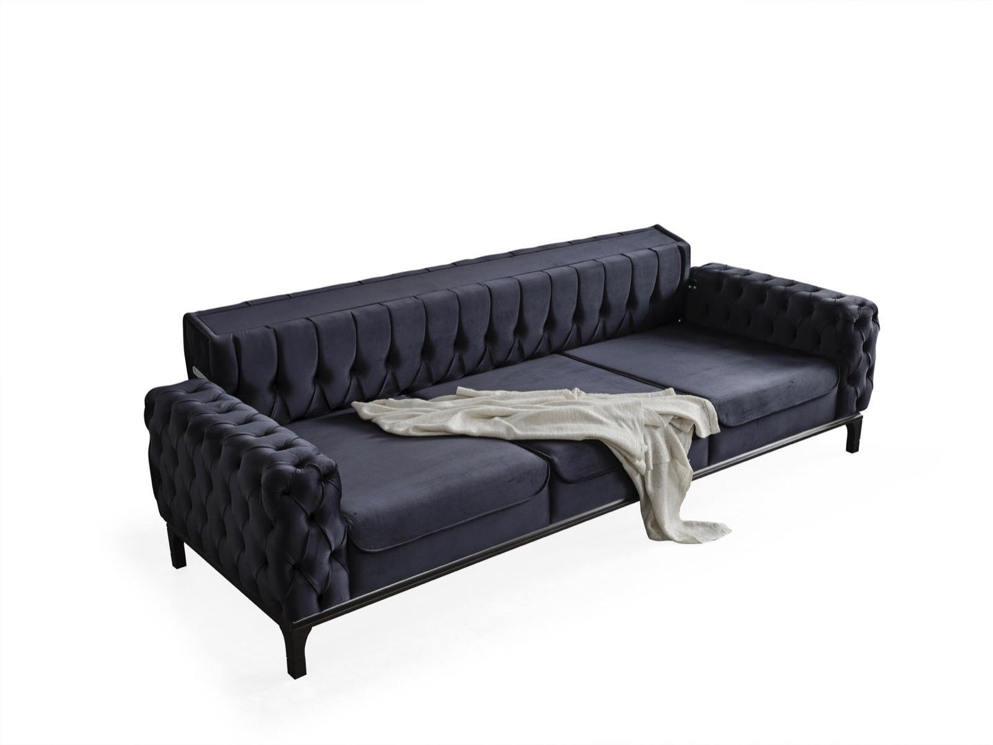 Sitzgruppe/Sofa Set - Wohnzimmergarnitur "Erica" 3+2+1 - Schwarz/Grau - Nobelaa