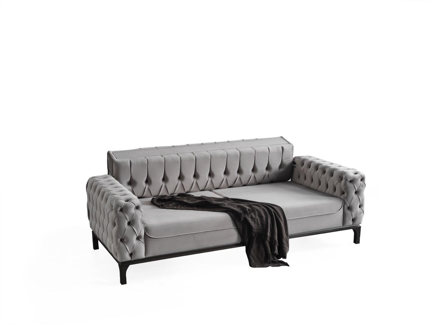 Sitzgruppe/Sofa Set - Wohnzimmergarnitur "Erica" 3+2+1 - Schwarz/Grau - Nobelaa