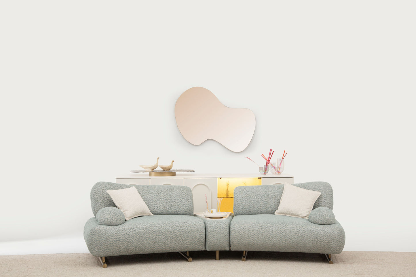 Sitzgruppe/Sofa Set - Wohnzimmergarnitur "Foxglove" 3+2+1 - Hellblau/Beige - nobelaa