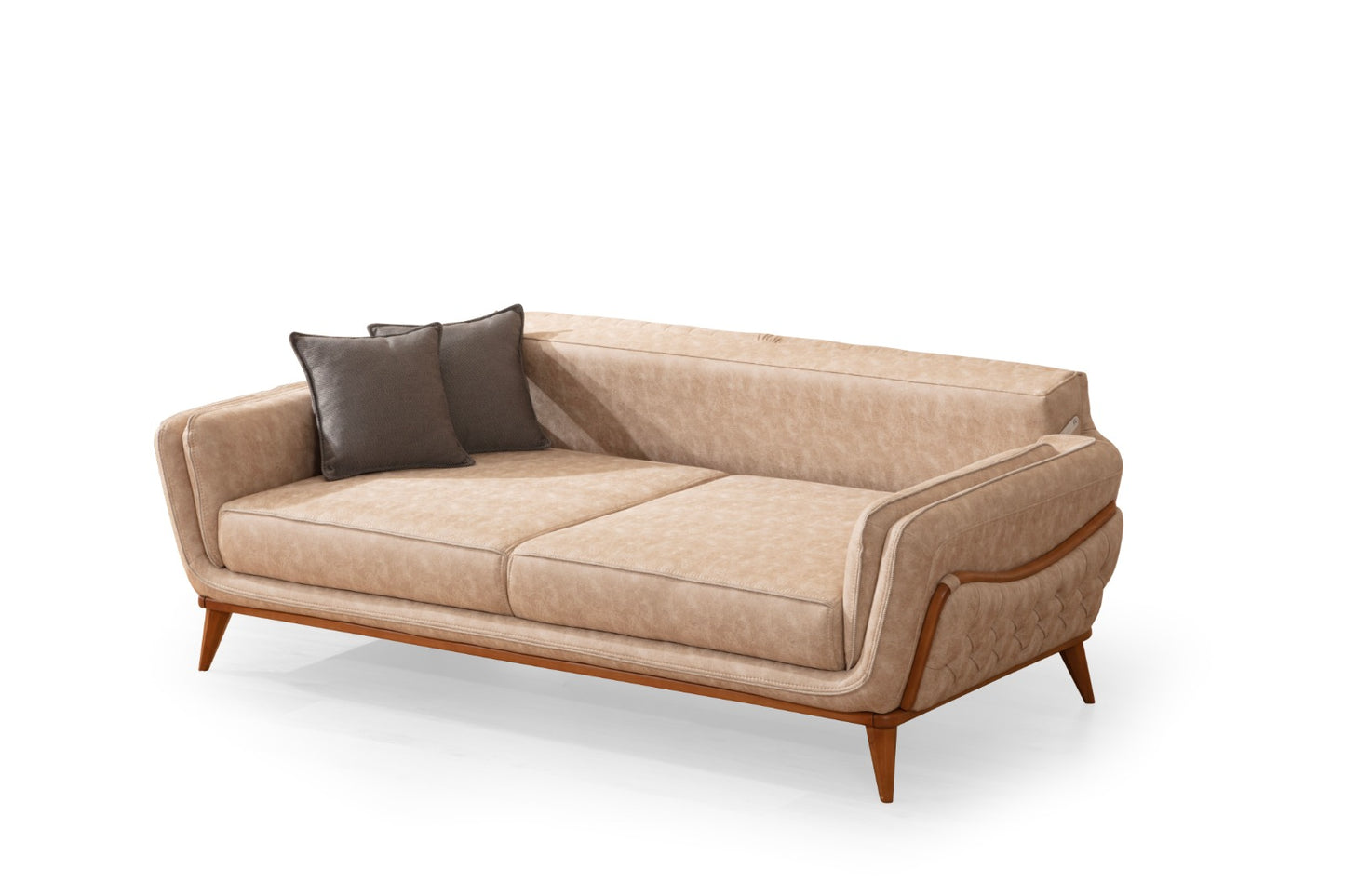 Sitzgruppe/Sofa Set - Wohnzimmergarnitur "Galea" 3+3+1+1 - Beige/Anthrazit - Nobelaa