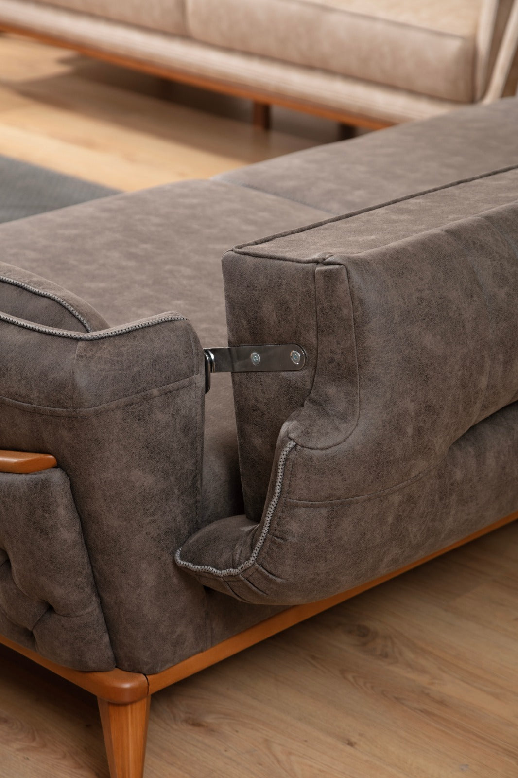 Sitzgruppe/Sofa Set - Wohnzimmergarnitur "Galea" 3+3+1+1 - Beige/Anthrazit - Nobelaa