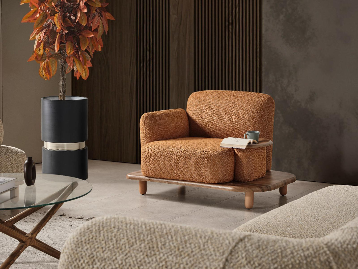 Sitzgruppe/Sofa Set - Wohnzimmergarnitur "Goldenrod" - Beige/Orange- Nobelaa