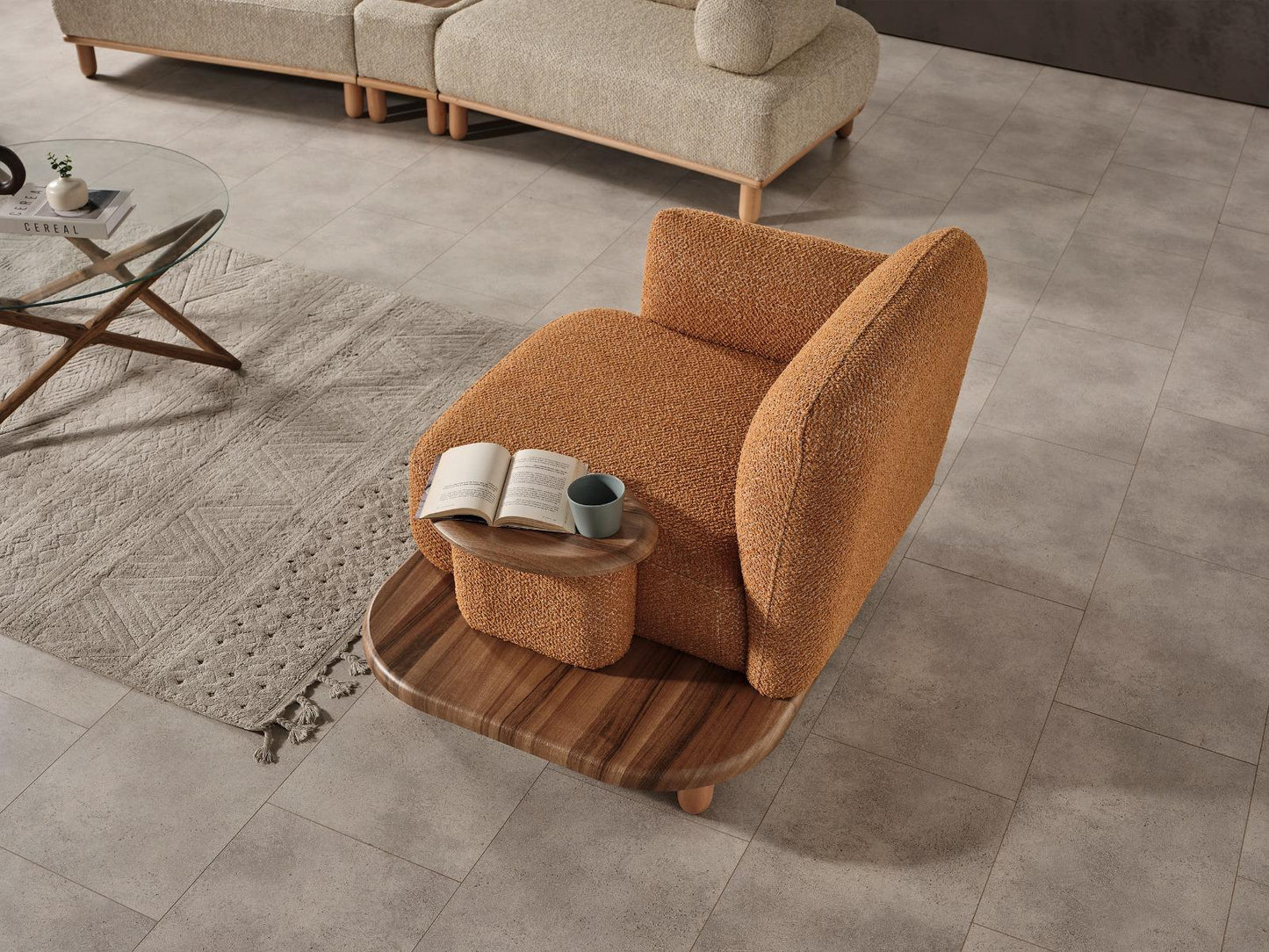 Sitzgruppe/Sofa Set - Wohnzimmergarnitur "Goldenrod" - Beige/Orange- Nobelaa
