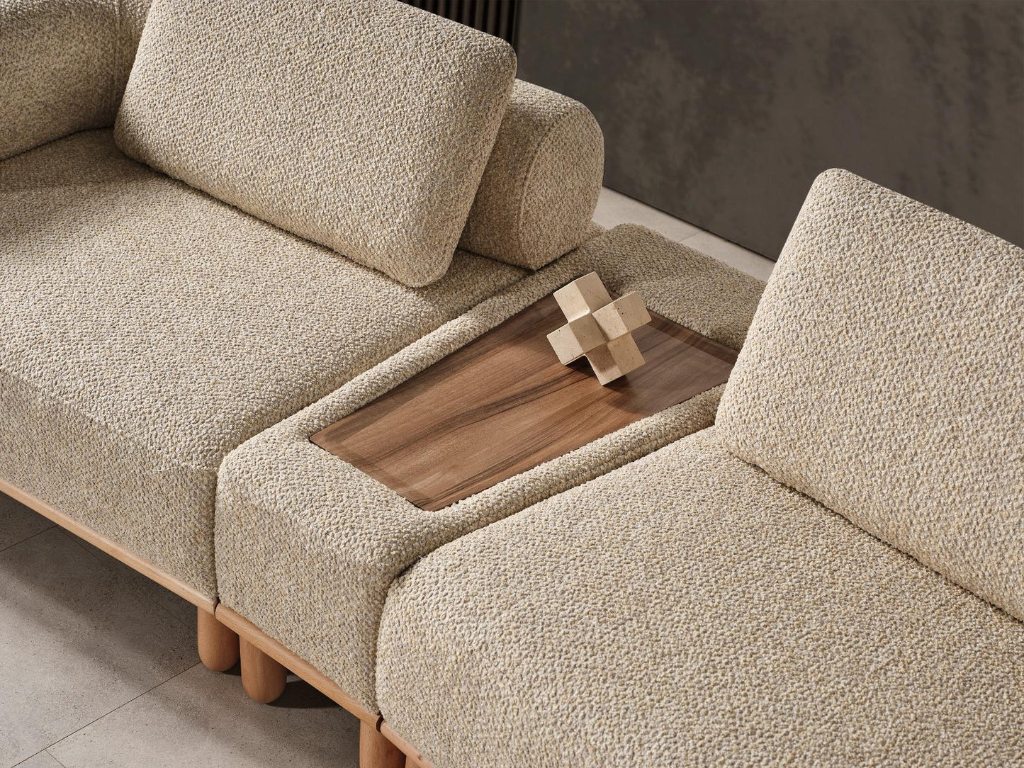 Sitzgruppe/Sofa Set - Wohnzimmergarnitur "Goldenrod" - Beige/Orange- Nobelaa
